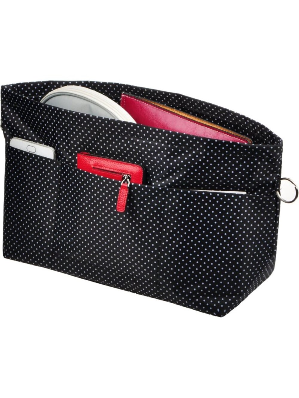 Stylish Tote Handbag Organizer Insert with Zipper Closure, 11 Pockets